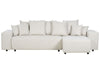 Corner Sofa Bed Fabric Light Beige with Storage 3 Seater Left Hand