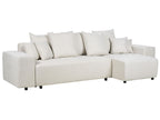 Corner Sofa Bed LUSPA Fabric Light Beige with Storage 3 Seater Left Hand