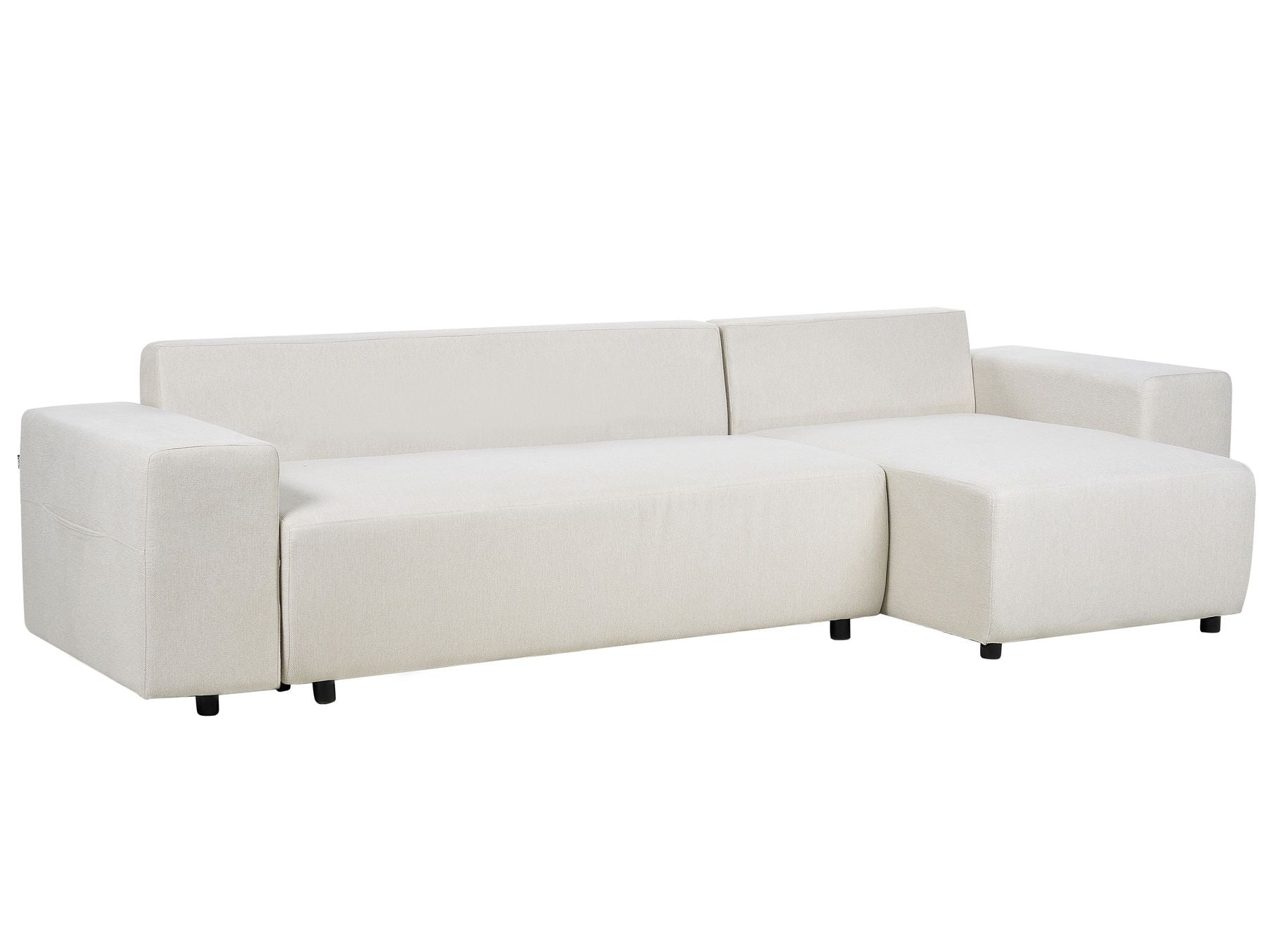 Corner Sofa Bed LUSPA Fabric Light Beige with Storage 3 Seater Left Hand