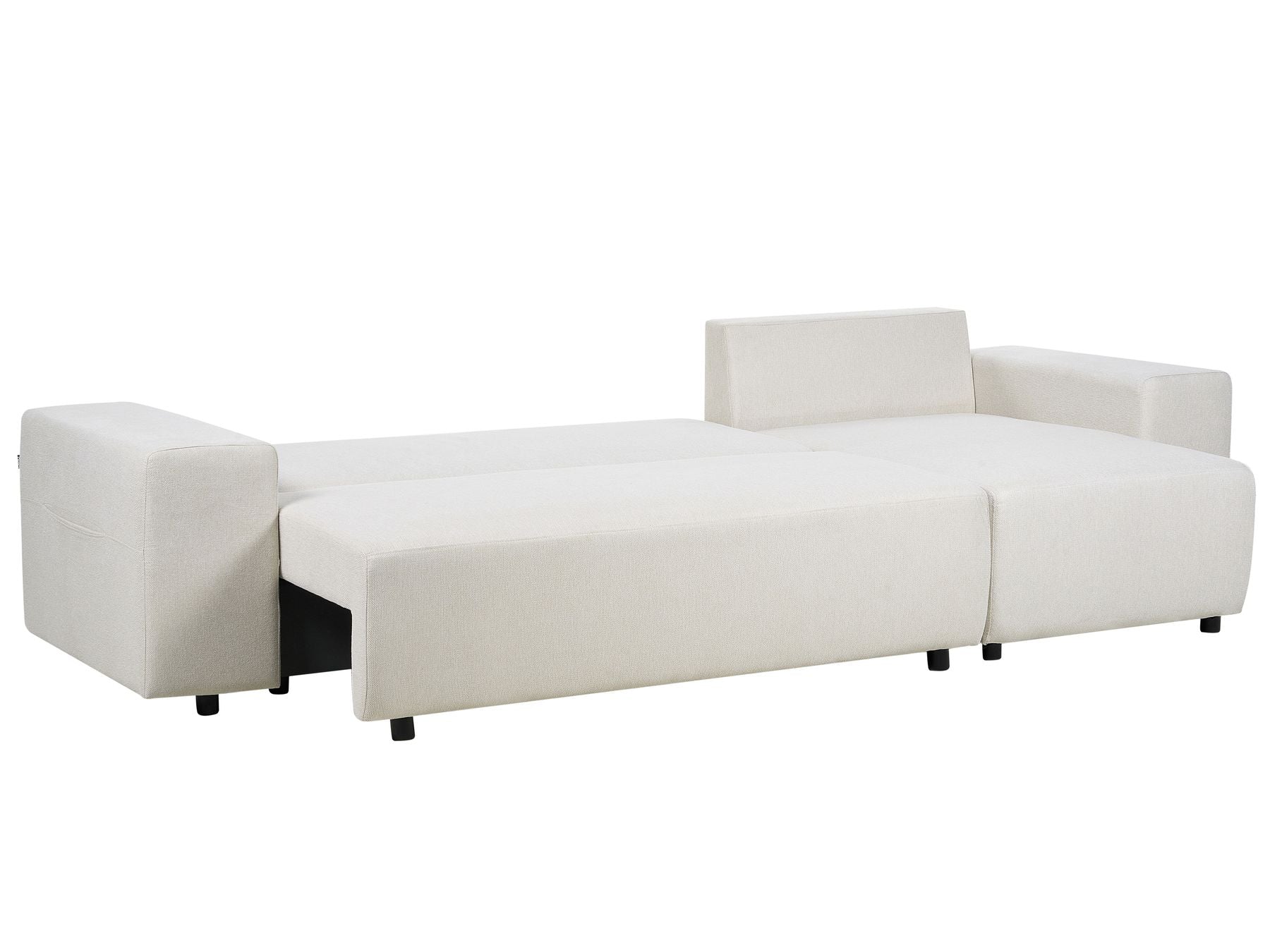 Corner Sofa Bed LUSPA Fabric Light Beige with Storage 3 Seater Left Hand