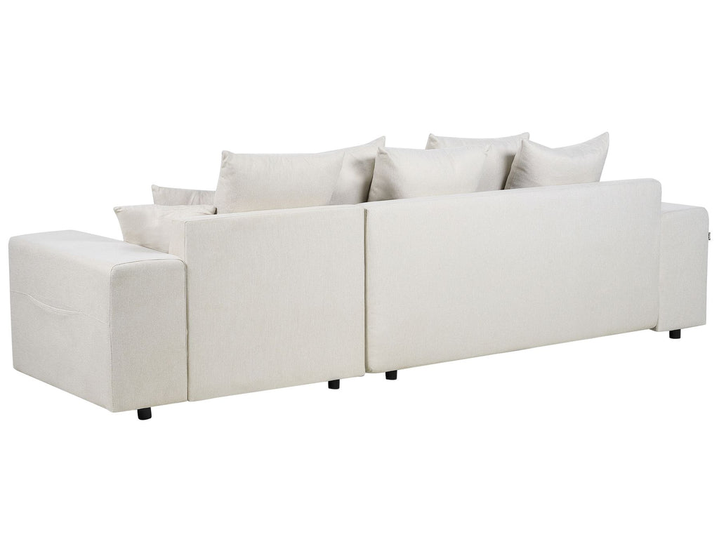 Corner Sofa Bed LUSPA Fabric Light Beige with Storage 3 Seater Left Hand