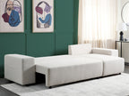 Corner Sofa Bed LUSPA Fabric Light Beige with Storage 3 Seater Left Hand