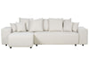 Corner Sofa Bed Fabric Light Beige with Storage 3 Seater Right Hand