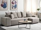 Corner Sofa Bed LUSPA Fabric Taupe with Storage 3 Seater Left Hand