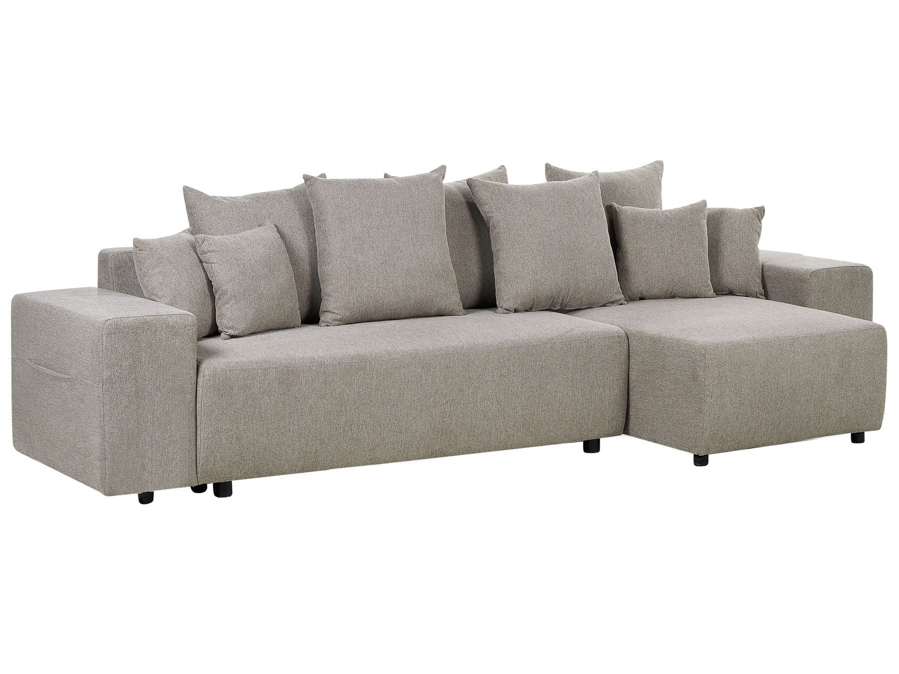Corner Sofa Bed LUSPA Fabric Taupe with Storage 3 Seater Left Hand