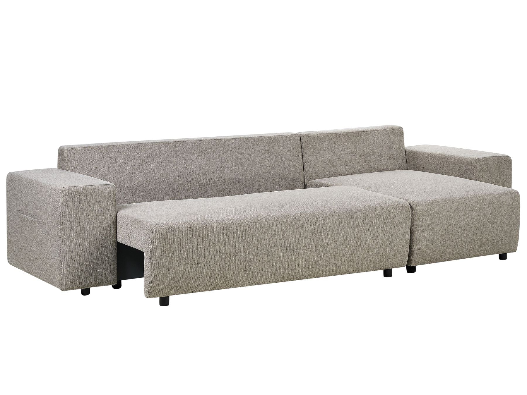 Corner Sofa Bed LUSPA Fabric Taupe with Storage 3 Seater Left Hand