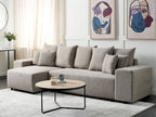 Corner Sofa Bed LUSPA Fabric Taupe with Storage 3 Seater Right Hand