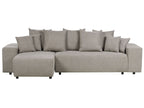 Corner Sofa Bed LUSPA Fabric Taupe with Storage 3 Seater Right Hand