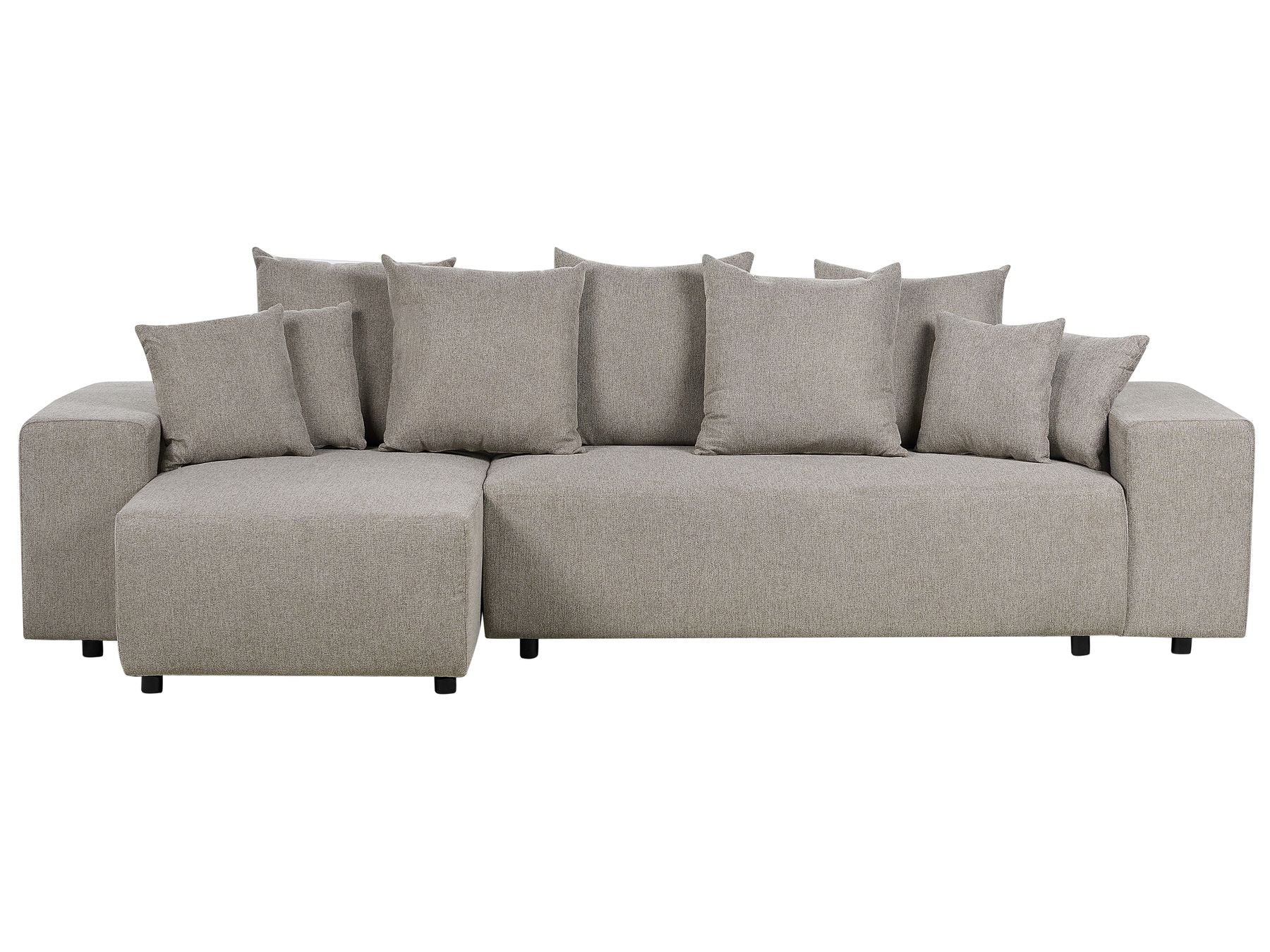 Corner Sofa Bed LUSPA Fabric Taupe with Storage 3 Seater Right Hand