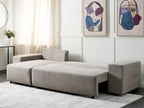 Corner Sofa Bed LUSPA Fabric Taupe with Storage 3 Seater Right Hand