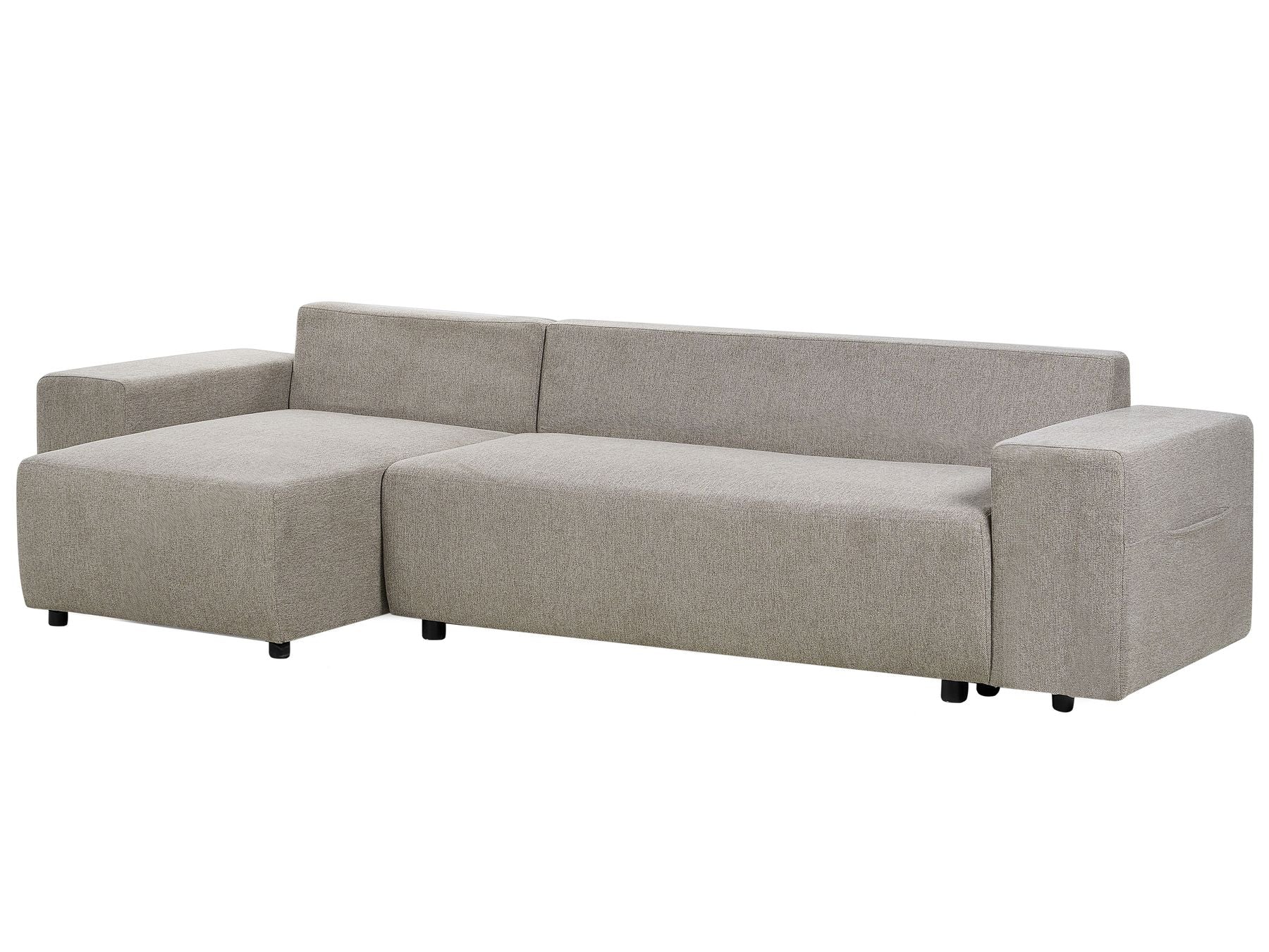 Corner Sofa Bed LUSPA Fabric Taupe with Storage 3 Seater Right Hand