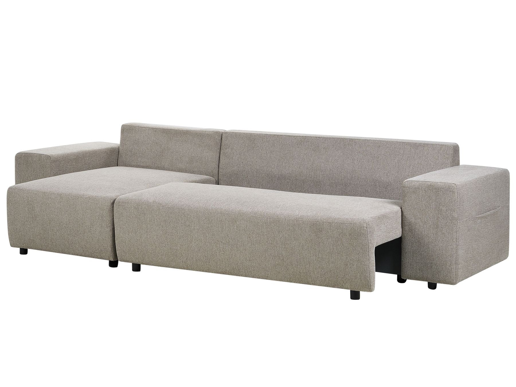 Corner Sofa Bed LUSPA Fabric Taupe with Storage 3 Seater Right Hand