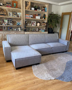 Corner Sofa Bed ROMEDAL Fabric Light Grey 3 Seater Right Hand