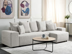 Corner Sofa Bed LUSPA Fabric Light Grey with Storage 3 Seater Left Hand