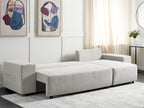 Corner Sofa Bed LUSPA Fabric Light Grey with Storage 3 Seater Left Hand