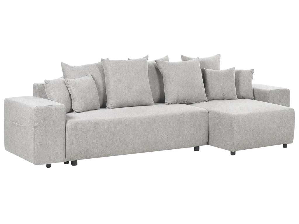 Corner Sofa Bed LUSPA Fabric Light Grey with Storage 3 Seater Left Hand
