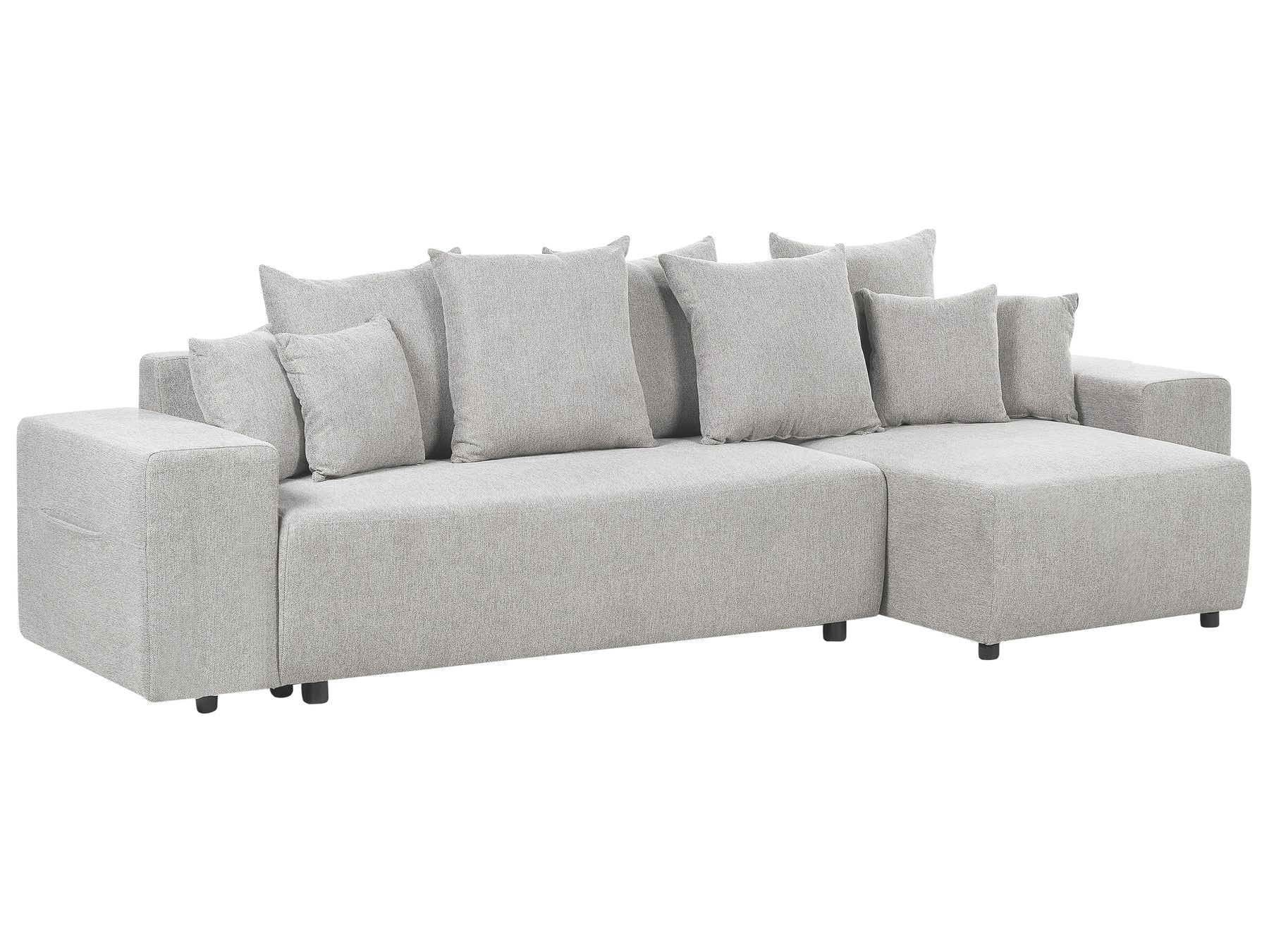 Corner Sofa Bed LUSPA Fabric Light Grey with Storage 3 Seater Left Hand