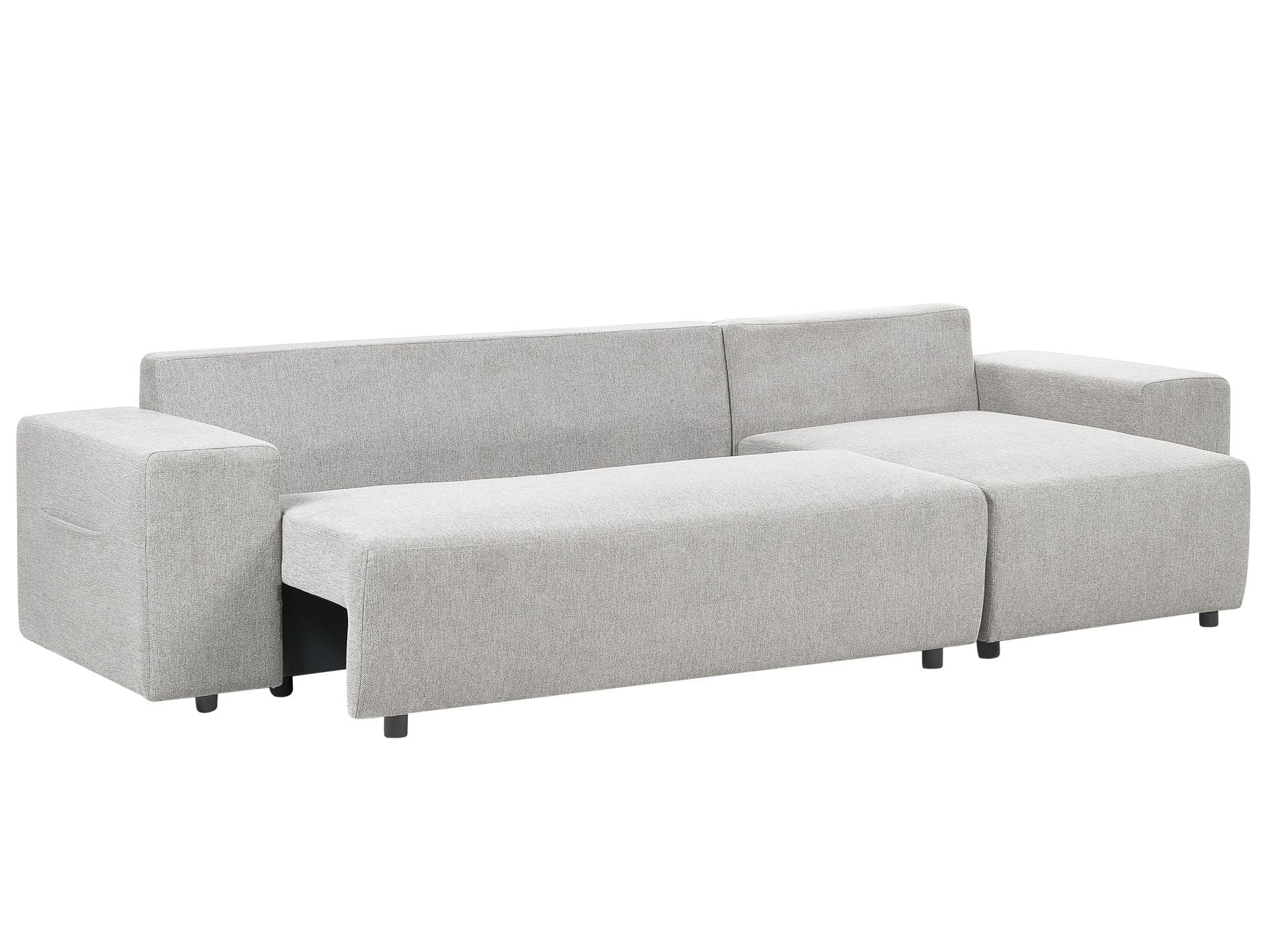Corner Sofa Bed LUSPA Fabric Light Grey with Storage 3 Seater Left Hand