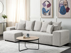 Corner Sofa Bed LUSPA Fabric Light Grey with Storage 3 Seater Right Hand