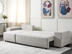 Corner Sofa Bed LUSPA Fabric Light Grey with Storage 3 Seater Right Hand
