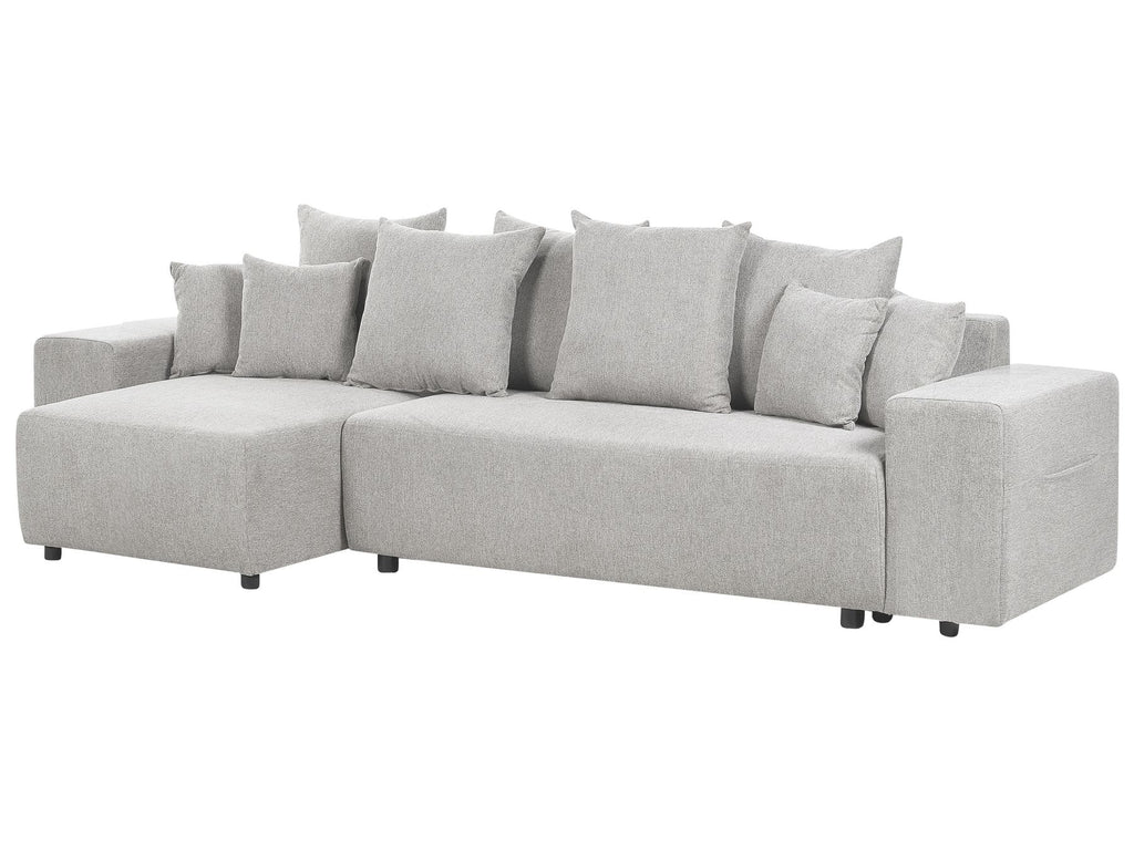Corner Sofa Bed LUSPA Fabric Light Grey with Storage 3 Seater Right Hand