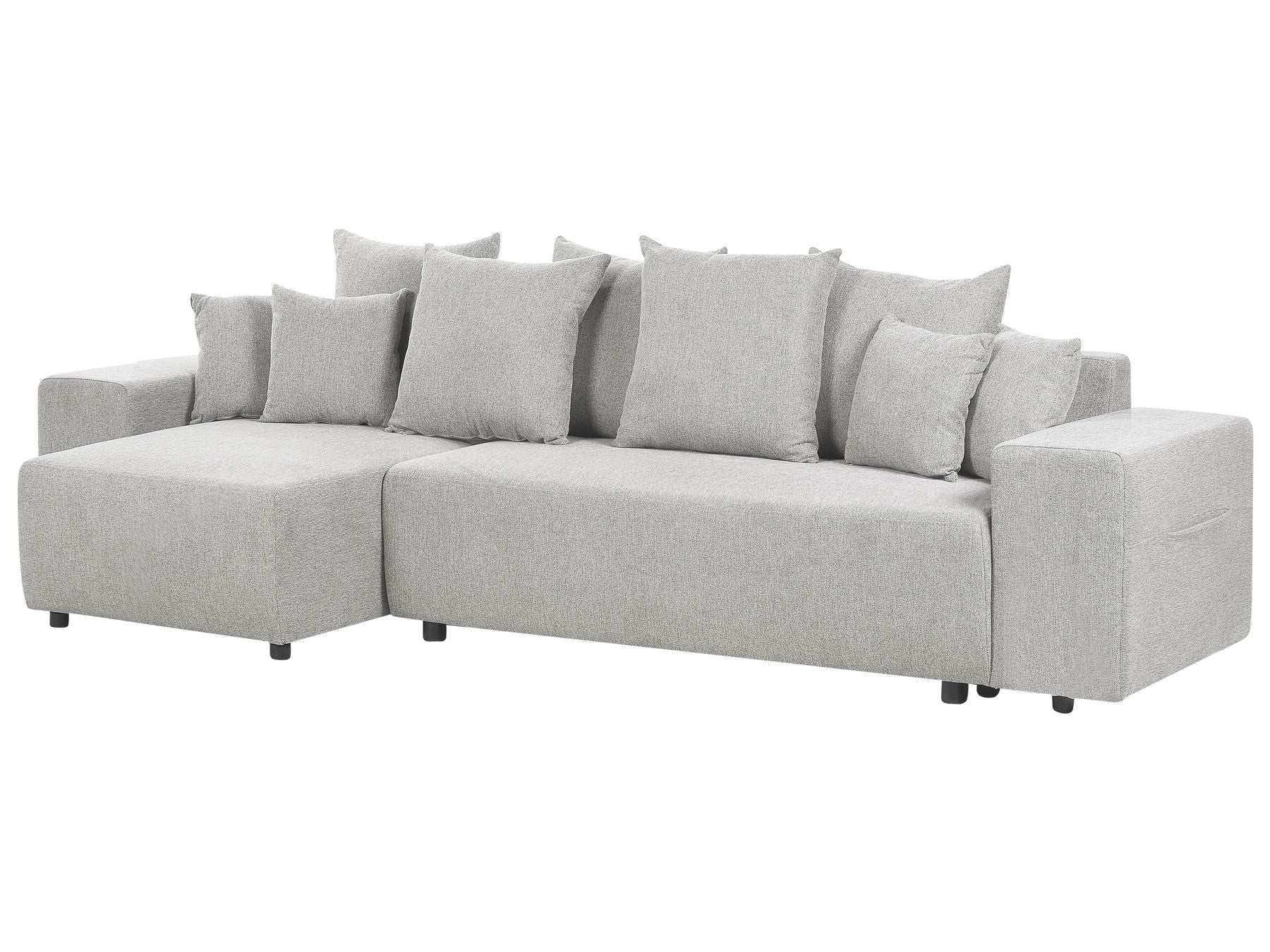 Corner Sofa Bed LUSPA Fabric Light Grey with Storage 3 Seater Right Hand