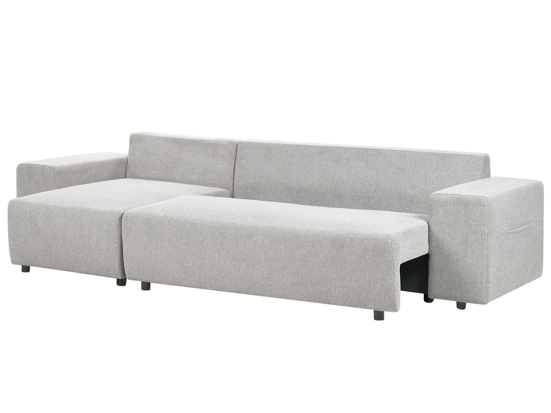 Corner Sofa Bed LUSPA Fabric Light Grey with Storage 3 Seater Right Hand