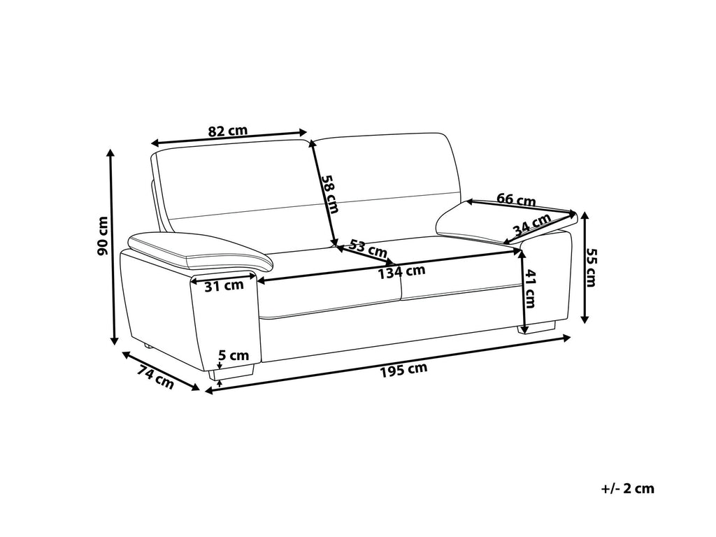 3 Seater Fabric Sofa Light Beige VOGAR