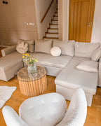 U-Shape Sofa Bed SOMMEN Fabric Light Beige with Storage 5 Seater
