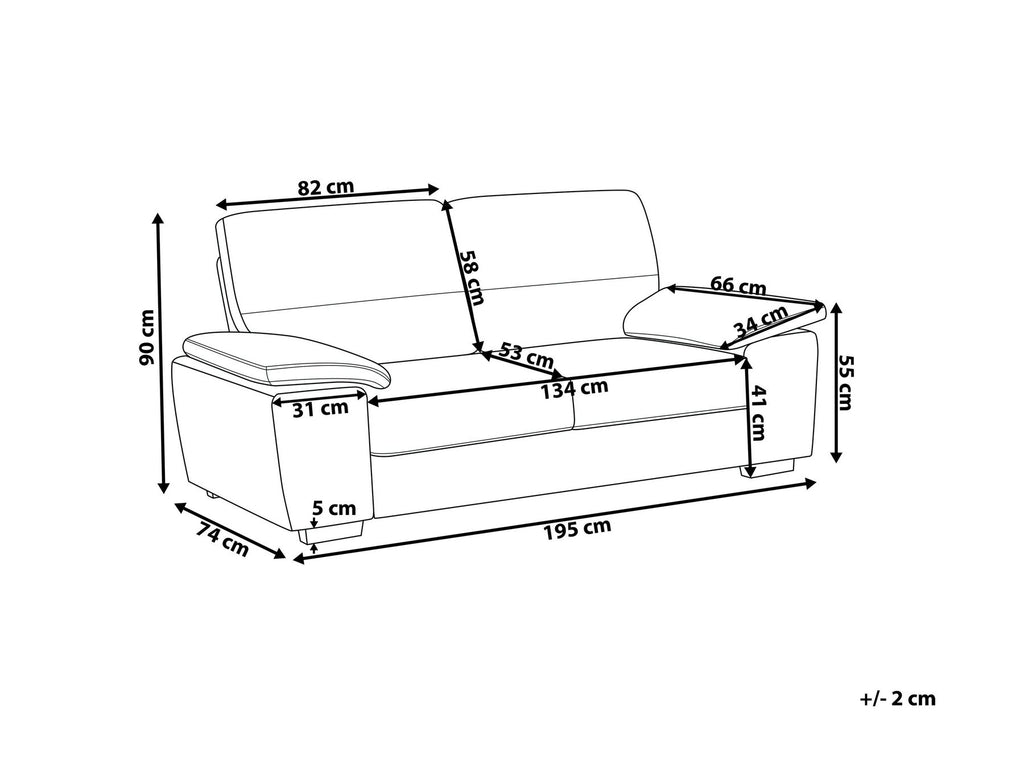 3 Seater Fabric Sofa Light Brown VOGAR