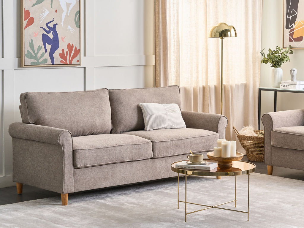 3 Seater Fabric Sofa Light Brown RONNEBY