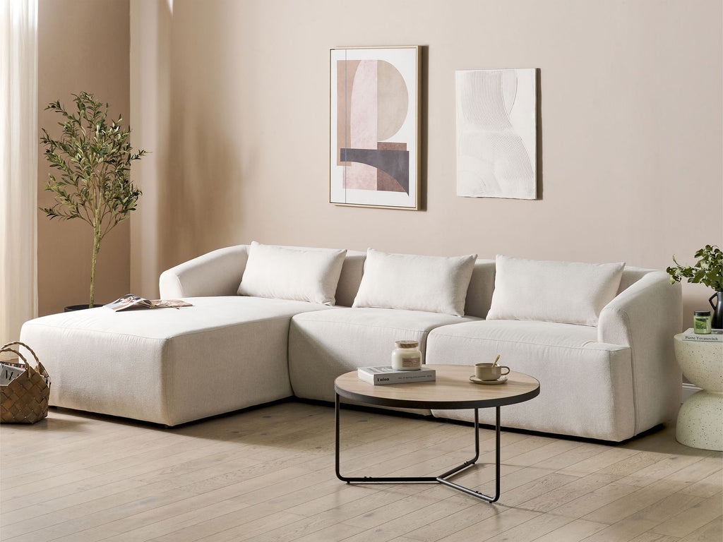 Right Hand Fabric Corner Sofa Beige SVANSELE