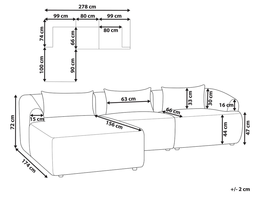 Right Hand Fabric Corner Sofa Beige SVANSELE