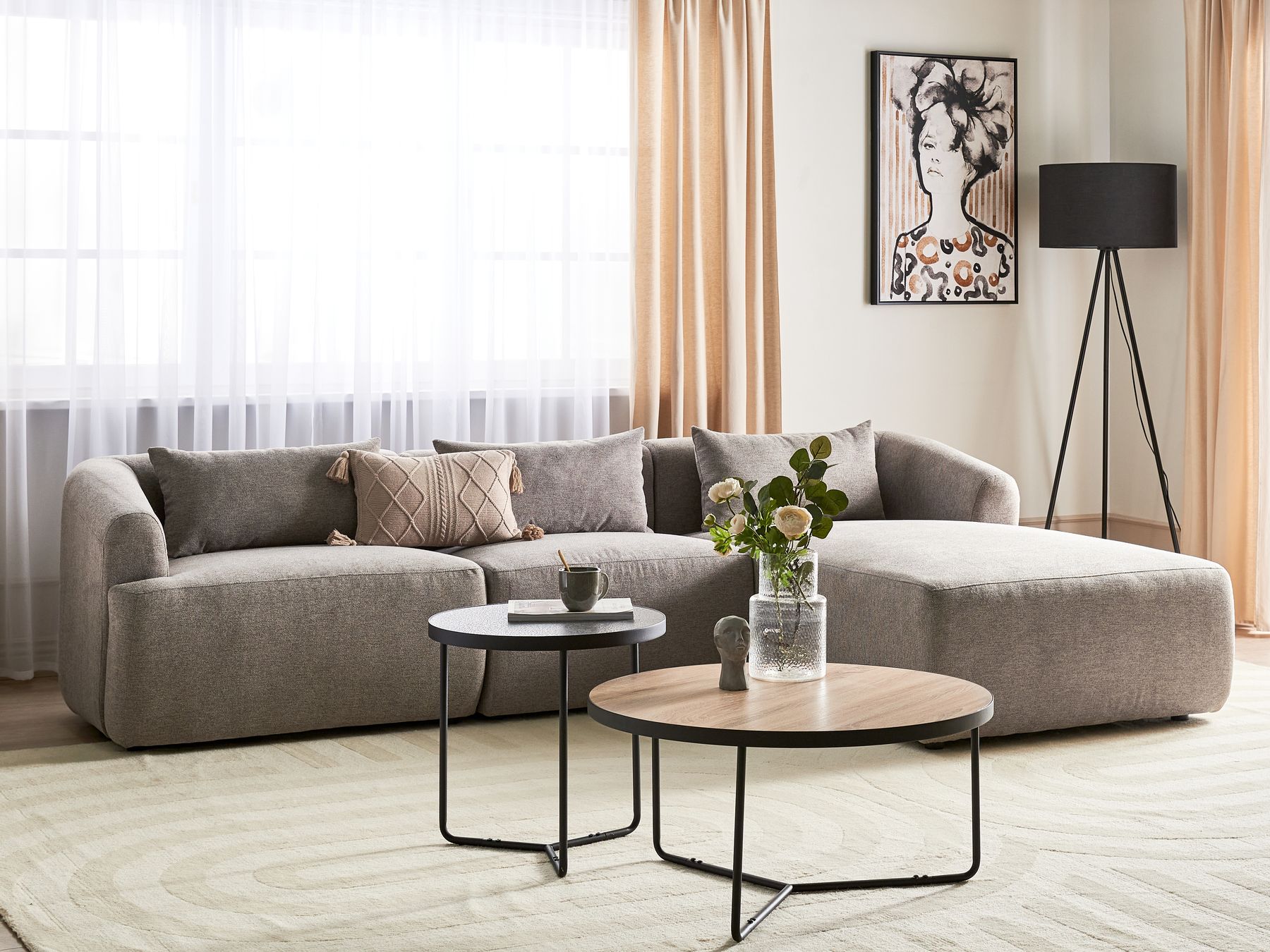 Corner Sofa SVANSELE Fabric Taupe 3 Seater Left Hand