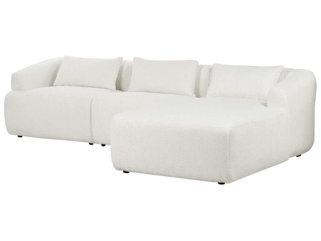 Left Hand Boucle Corner Sofa White SVANSELE