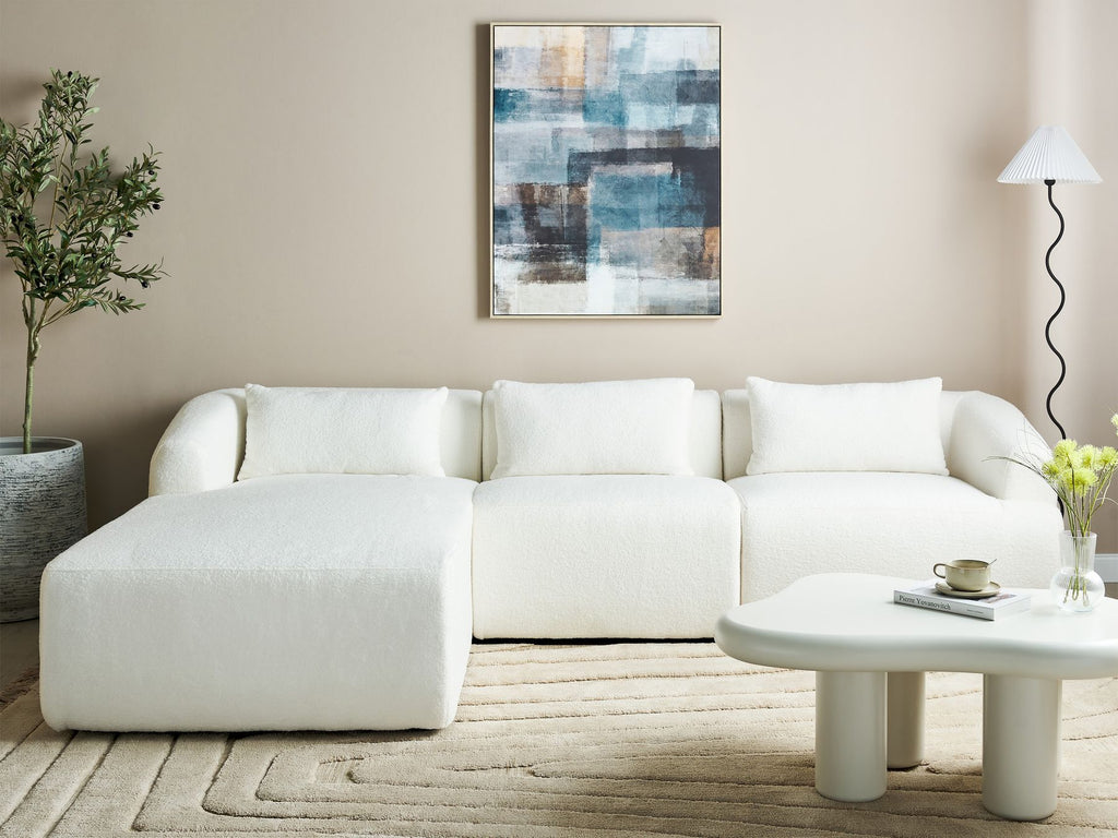 Right Hand Boucle Corner Sofa White SVANSELE