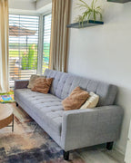 Sofa Bed VEHKOO Fabric Light Grey 3 Seater