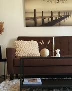 Sofa Bed VEHKOO Fabric Dark Brown 3 Seater