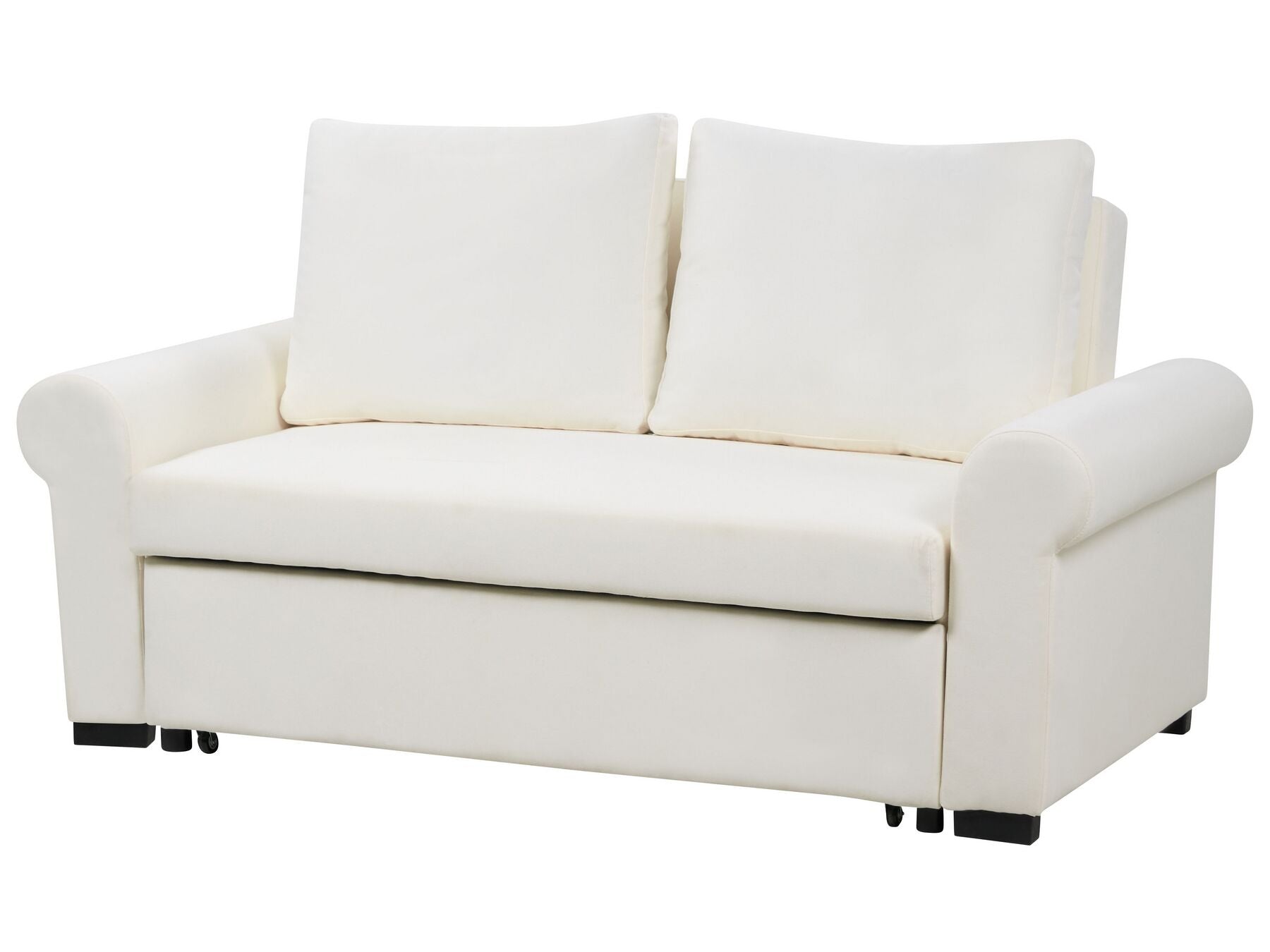 Sofa Bed SILDA Fabric Off-White White 2 Seater