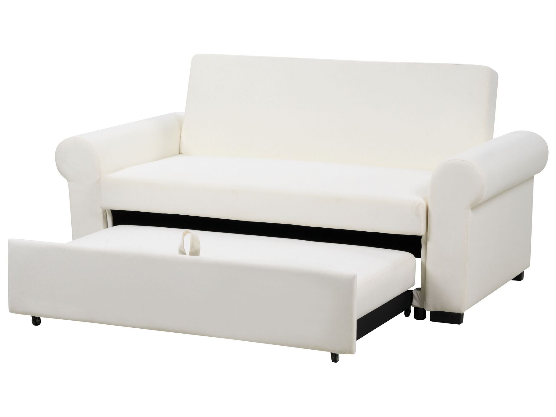 Sofa Bed SILDA Fabric Off-White White 2 Seater