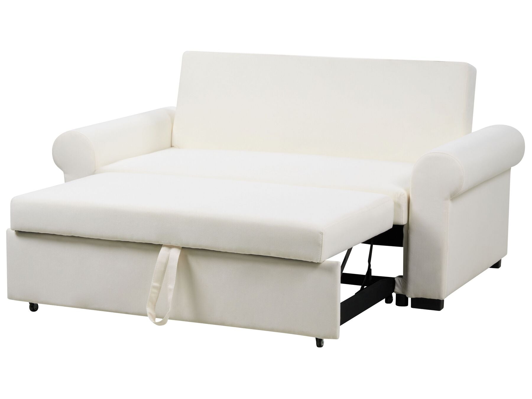 Sofa Bed SILDA Fabric Off-White White 2 Seater