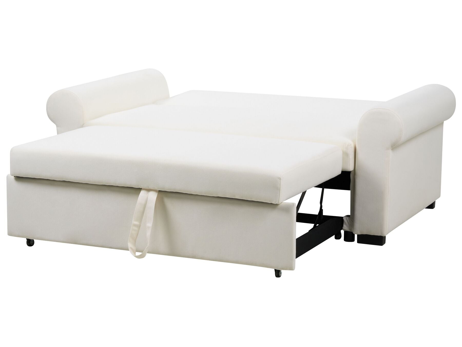 Sofa Bed SILDA Fabric Off-White White 2 Seater