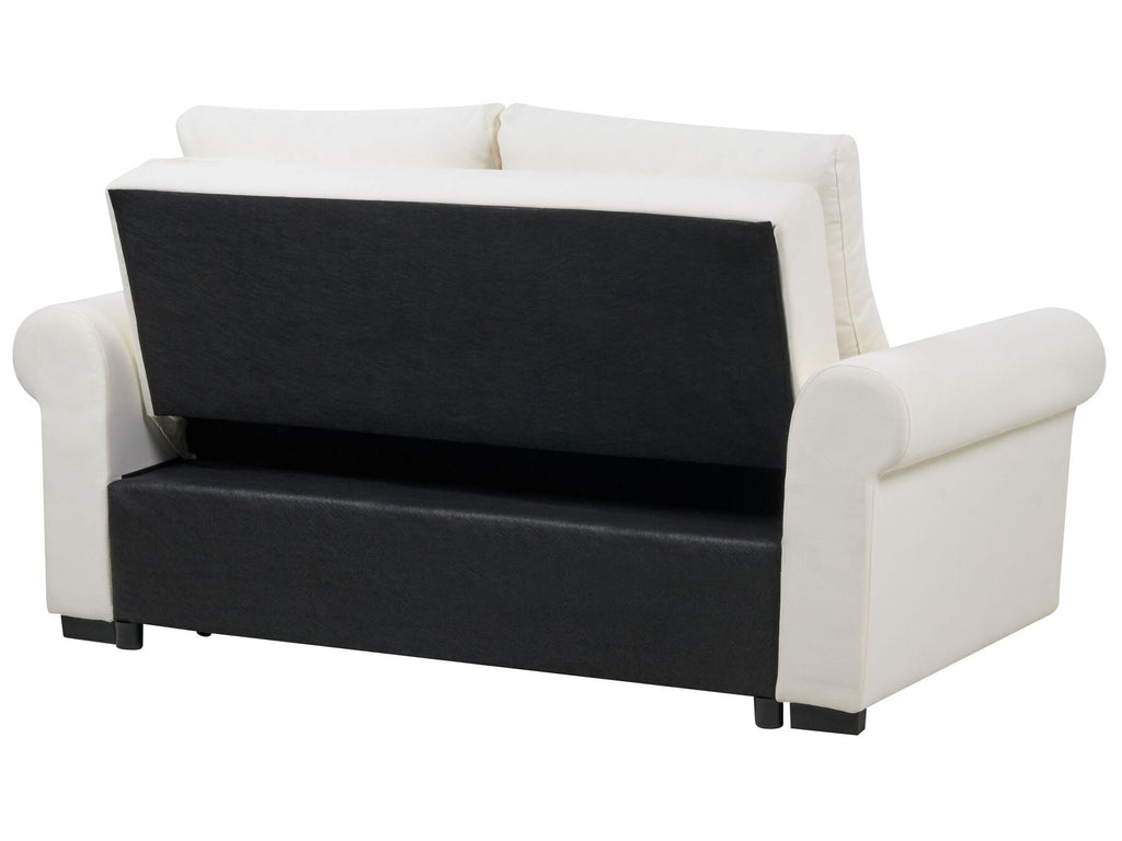 Sofa Bed SILDA Fabric Off-White White 2 Seater