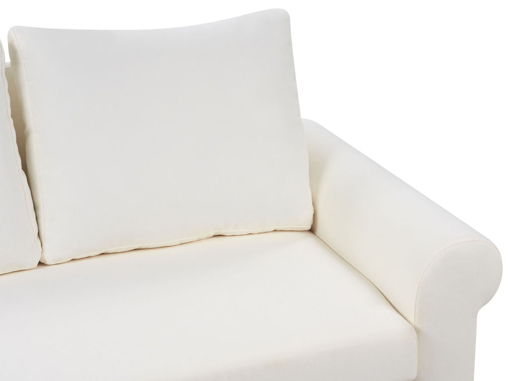 Sofa Bed SILDA Fabric Off-White White 2 Seater
