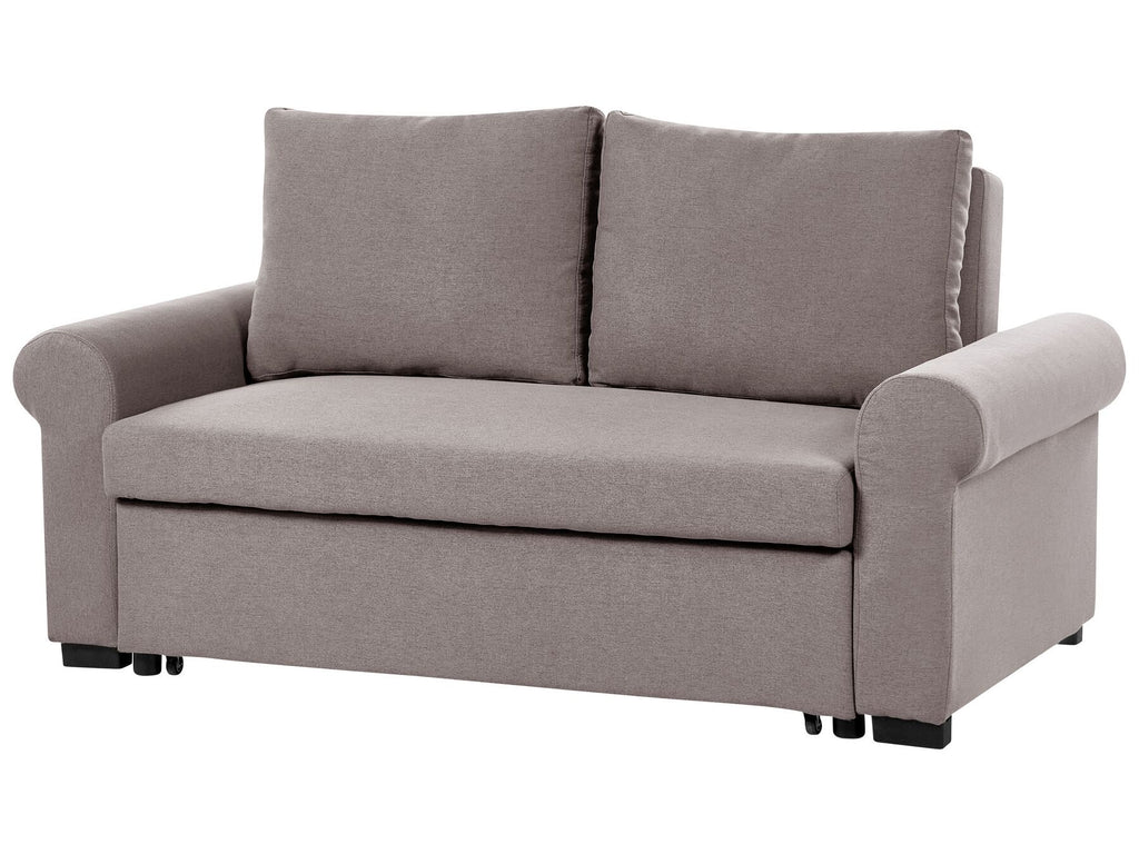 Sofa Bed SILDA Fabric Light Brown 2 Seater