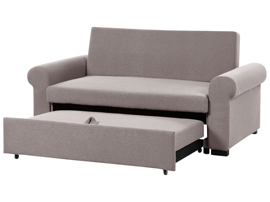 Sofa Bed SILDA Fabric Light Brown 2 Seater