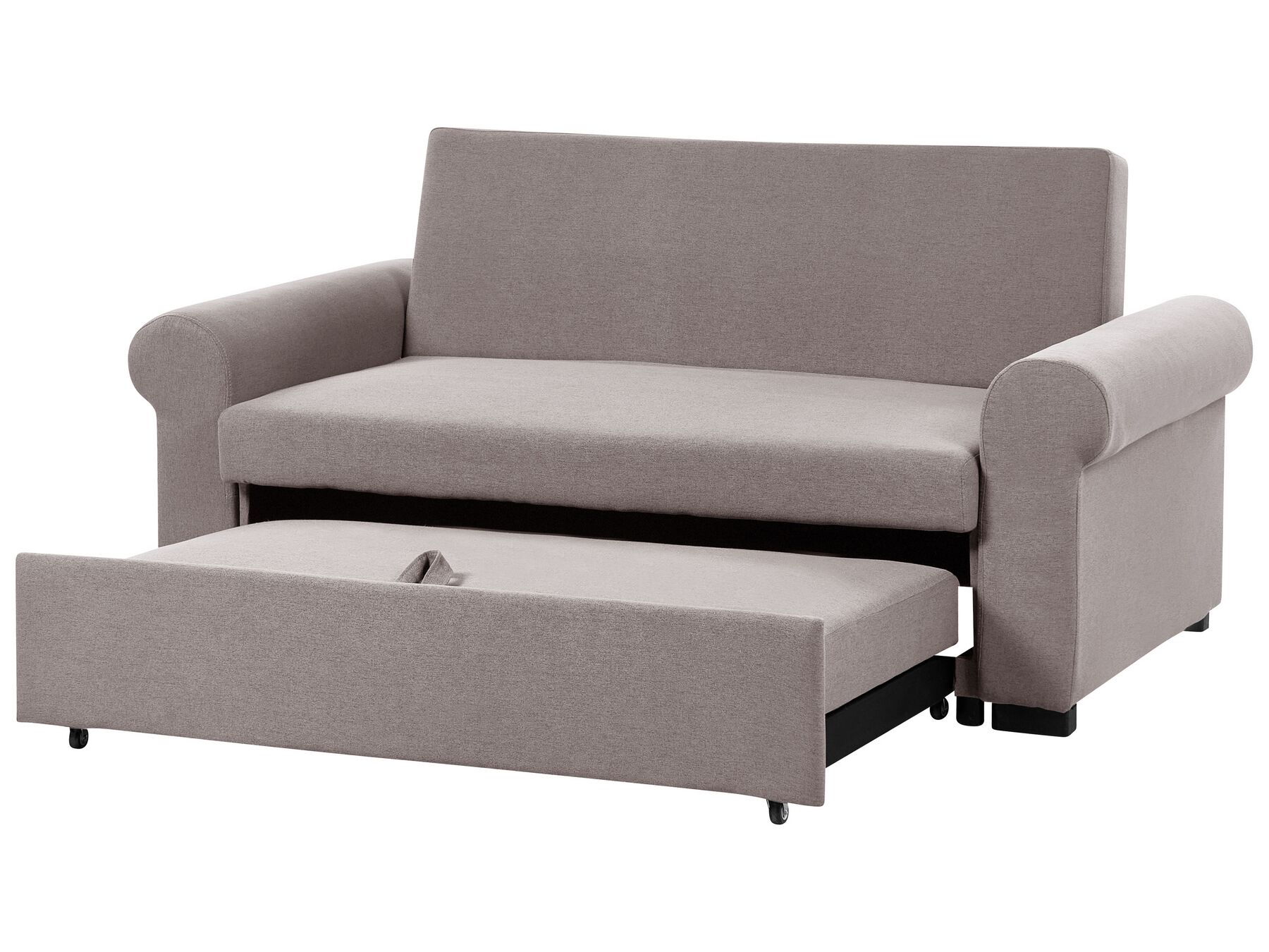 Sofa Bed SILDA Fabric Light Brown 2 Seater