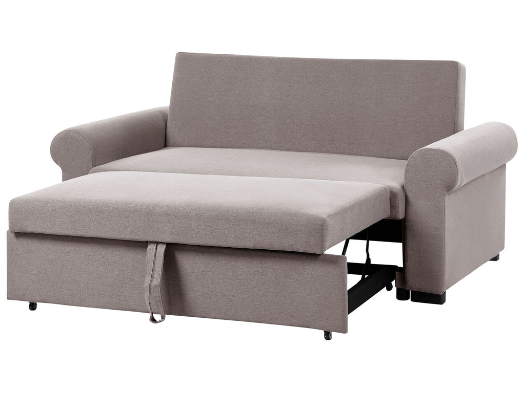 Sofa Bed SILDA Fabric Light Brown 2 Seater
