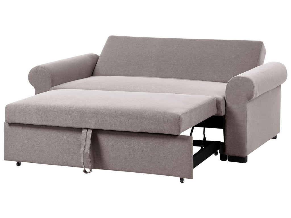 Sofa Bed SILDA Fabric Light Brown 2 Seater