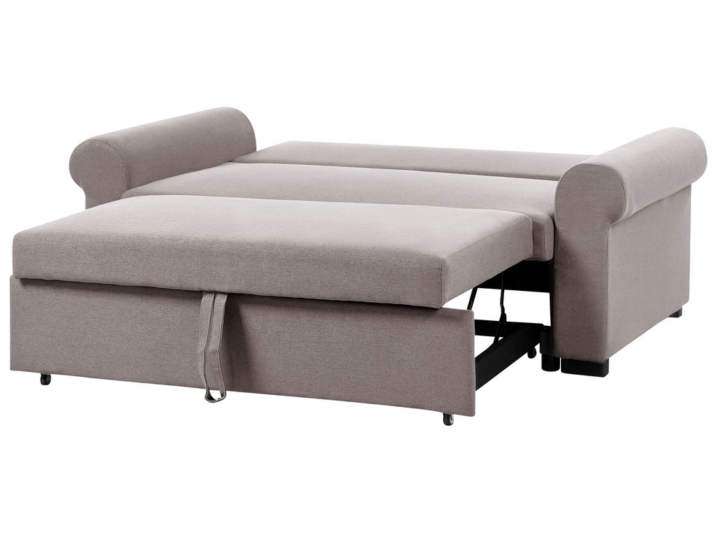 Sofa Bed SILDA Fabric Light Brown 2 Seater
